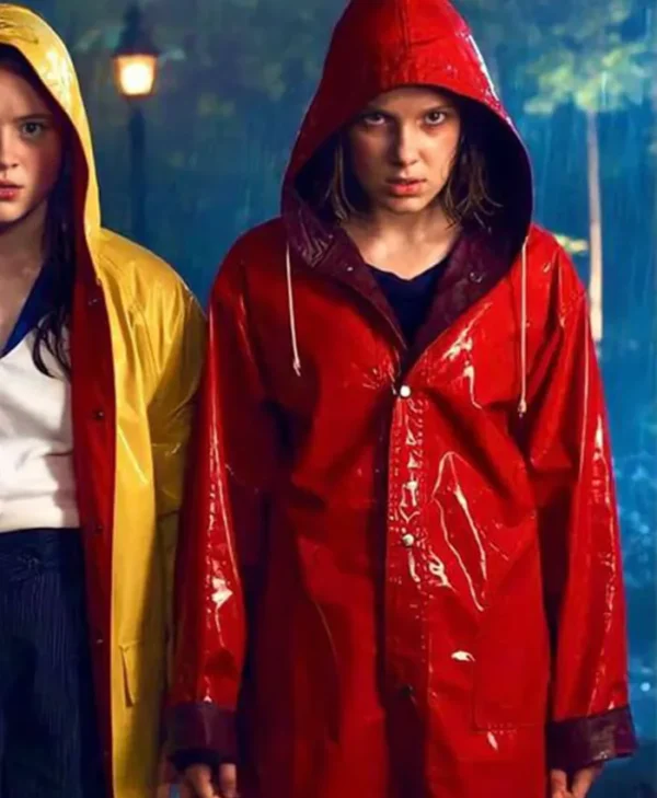 Stranger Things Red Hooded PU Leather Coat