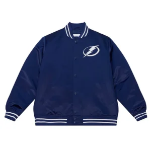 Tampa Bay Lightning Heavyweight Blue Satin Varsity Jacket