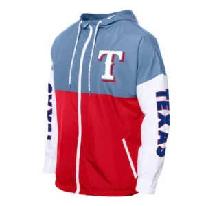 Texas Rangers Color Block Red-Light Hoodie Windbreaker