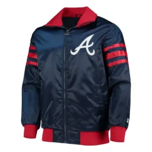 The Captain II Atlanta Braves Navy Satin Bomber Jacket