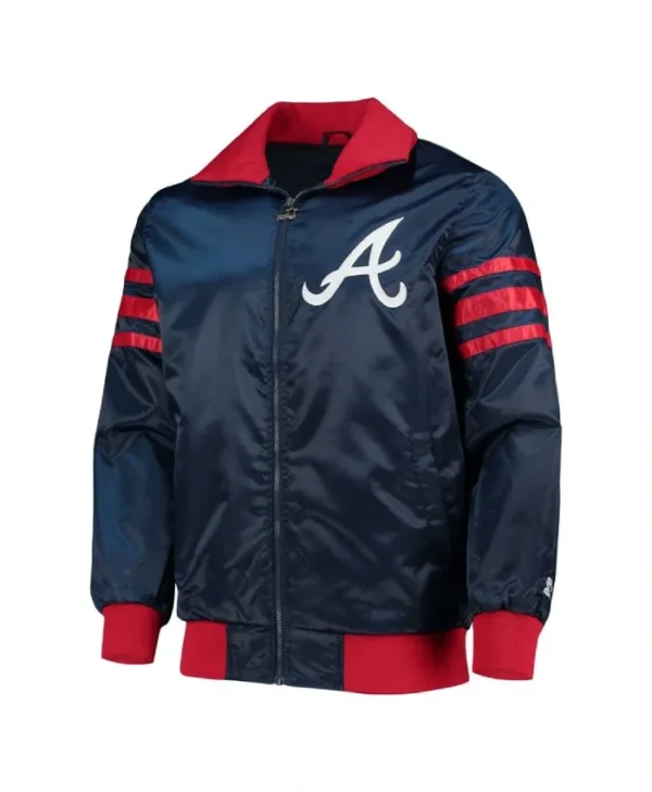 The Captain II Atlanta Braves Navy Satin Bomber Jacket