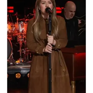 The Kelly Clarkson Show 2025 Kelly Clarkson Suede Stylish Coat