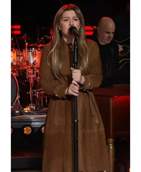 The Kelly Clarkson Show 2025 Kelly Clarkson Suede Stylish Coat