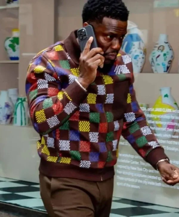 The Today Show Kevin Hart Check Knit Bomber Jacket