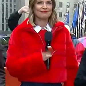 The Today Show Savannah Guthrie Red Puffer Stylish Jacket