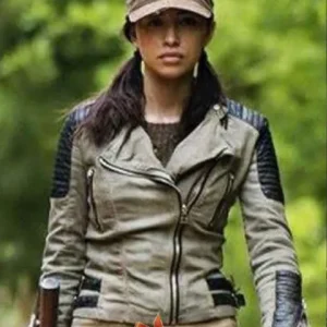 The Walking Dead Christian Serratos White Quilted Biker Stylish Jacket