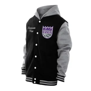 Throwback Prep Sacramento Kings Black Hoodie Varsity Jacket