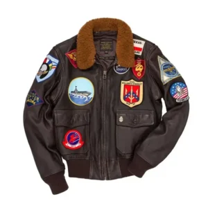 Top Gun G-1 Brown Bomber Sherpa Leather Jacket