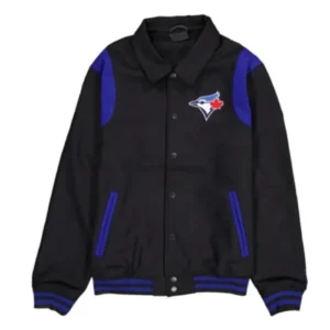 Toronto Blue Jays Sport Night Teddy Black And Blue Stylish Varsity Jacket