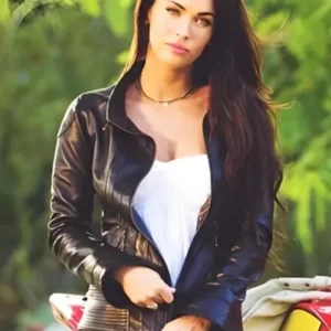 Transformers 2 Megan Fox Black Leather Varsity Jacket