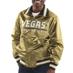 Vegas Golden Knights Full-Zip Satin Bomber Jacket