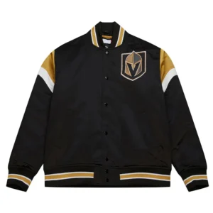 Vegas Golden Knights Heavyweight Black Satin Varsity Jacket