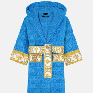 Versace Designed Rib Blue Robe