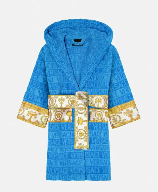 Versace Designed Rib Blue Robe