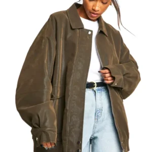 Vintage Look Oversized Bomber Jacket