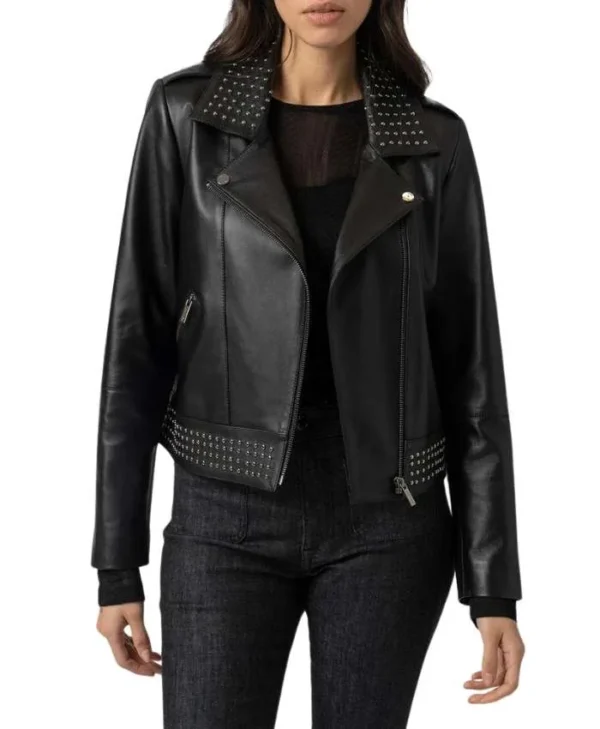 Women Classic Black Leather Jacket