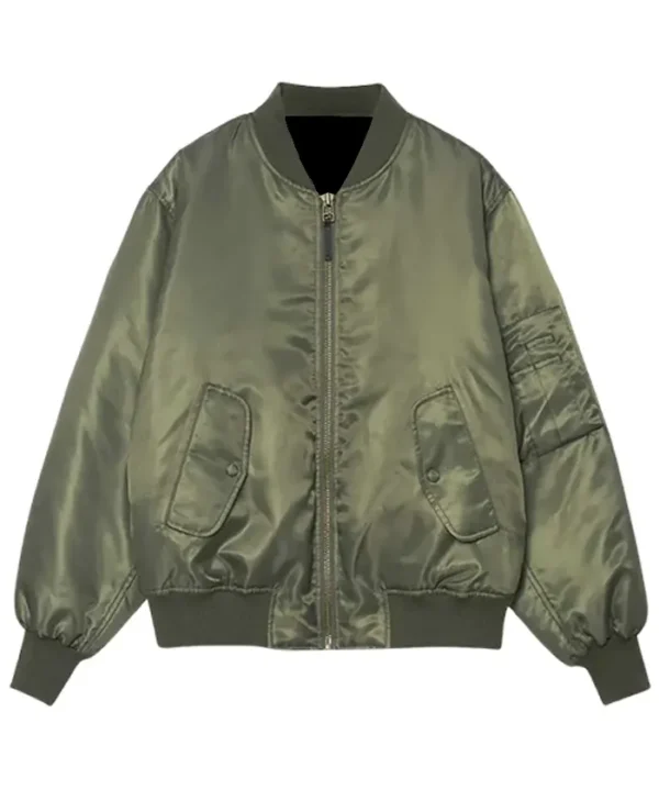 Women’s Leon Army Green Stylish Bomber Jacket