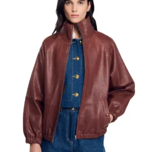 Womens Oversized Crocodile Leather Jacket