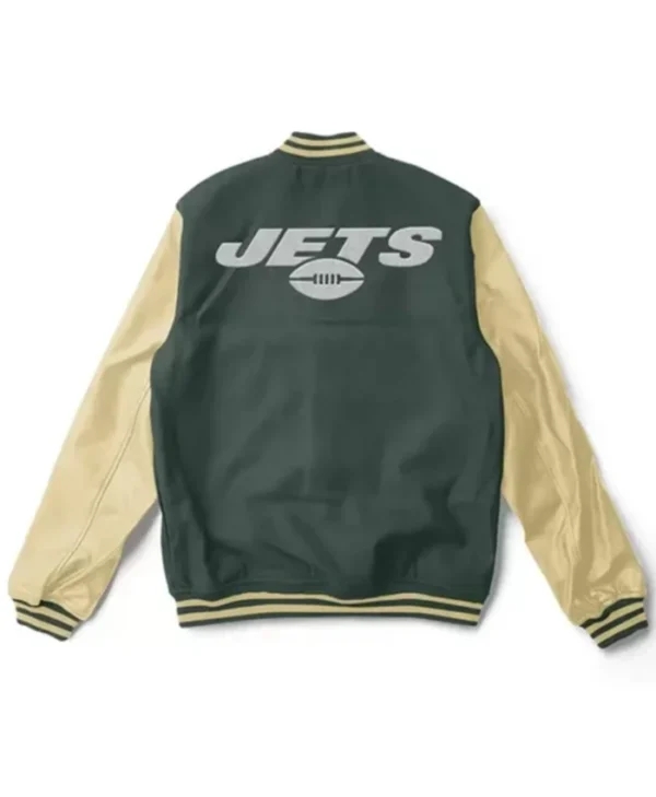 Buy Now NY Jets Green And Cream Letterman Stylish Varsity Jacket