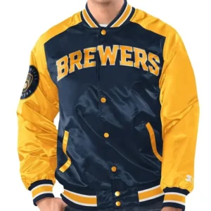 Milwaukee Brewers Renegade Navy/Gold Satin Jacket