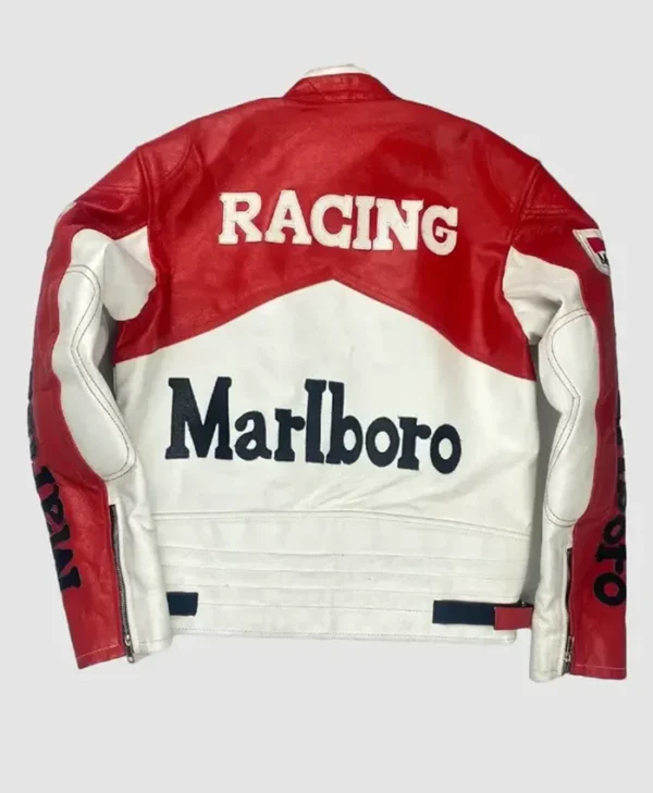 Buy Now Marlboro Genuine Leather Red and White Jacket For Unisex