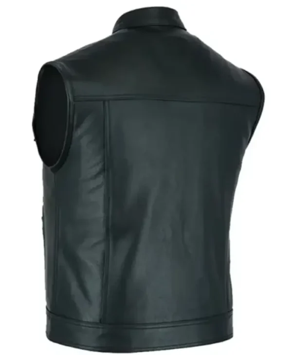 Buy Now Men’s Black Moto Biker Leather Stylish Vest