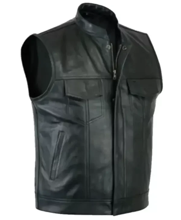 Buy Now Men’s Motorcycle Biker Black Leather Stylish Vest