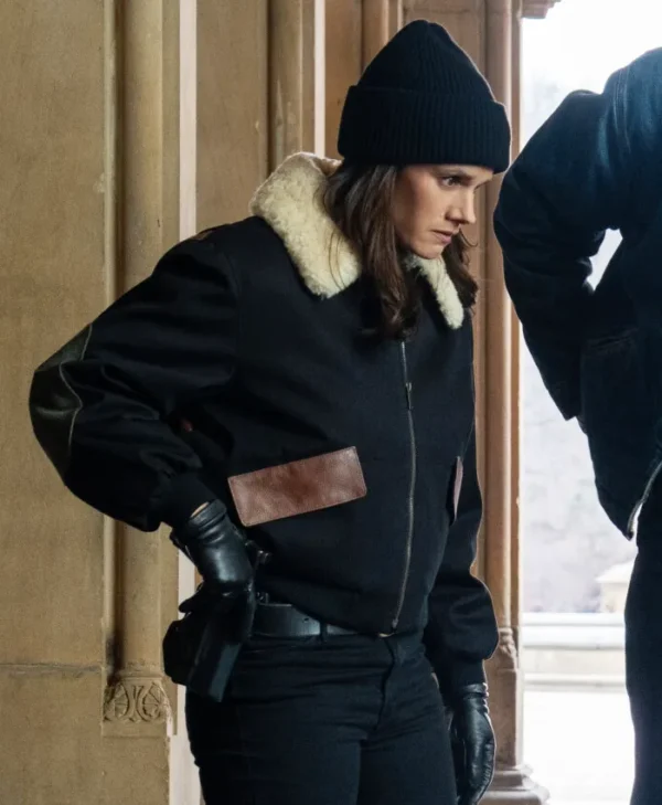 Missy Peregrym FBI S07 Shearling Bomber Jacket - Image 2