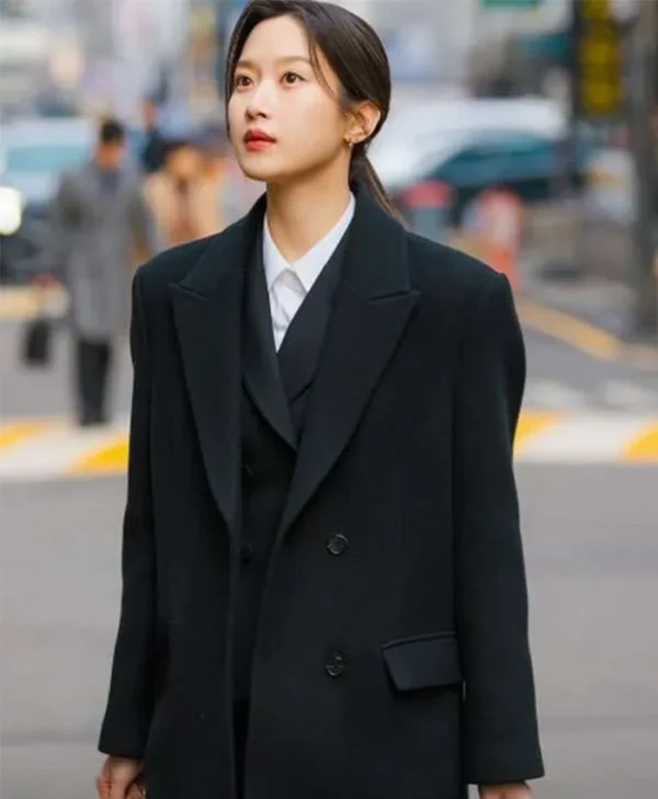 Buy Now Moon Ga-young Law and the City Black Coat For Unisex