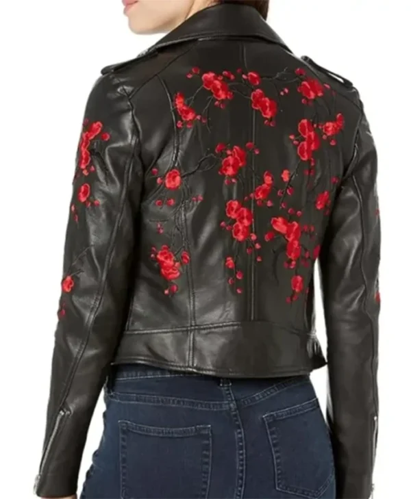 Buy Now Scarlett Floral Leather Black Jacket For Unisex