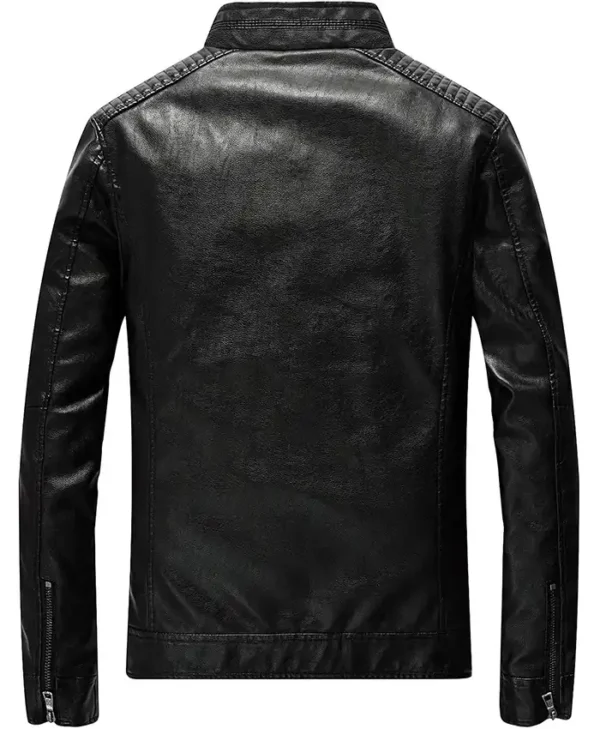 Buy Now Slim Fit Cafe Racer Full Length Motorcycle Leather Jacket For Unisex