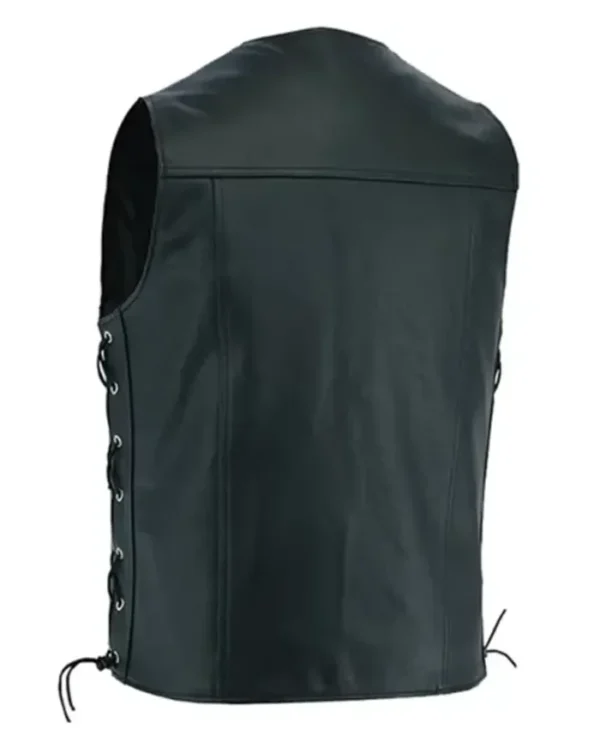 Unisex Black Biker Leather Stylish Vest - Image 2