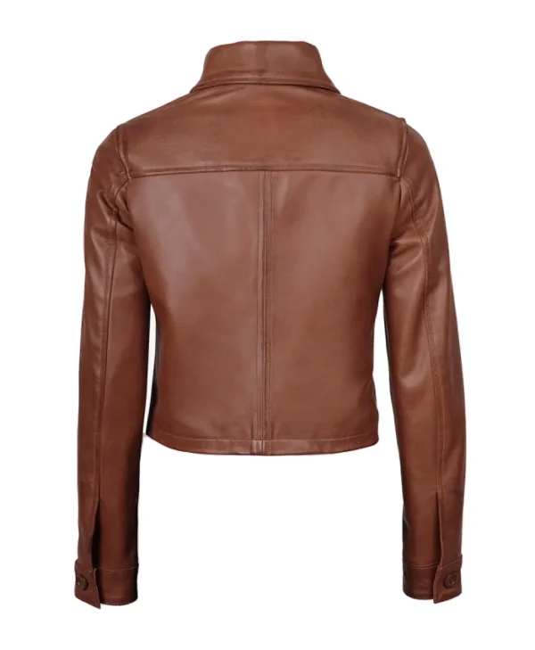 Women’s Brown Leather Jacket - Image 2