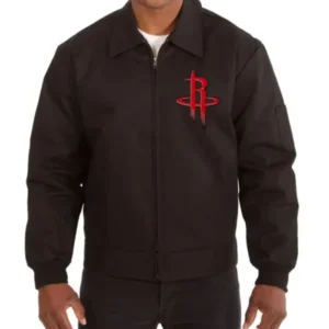 Houston Rockets Black Workwear Bomber Stylish Jacket