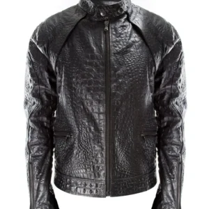 Jemin Genuine Leather Textured Jacket