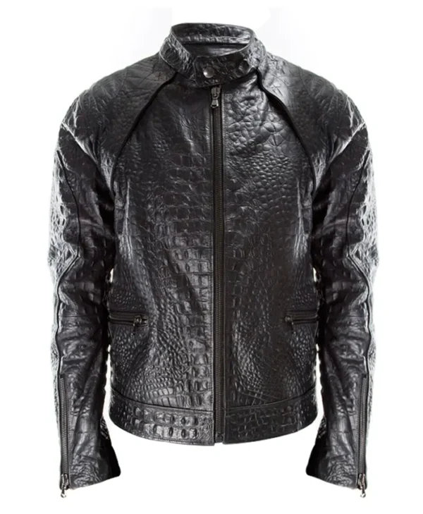Jemin Genuine Leather Textured Jacket