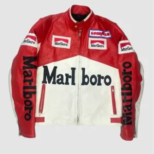 Marlboro Genuine Leather Red and White Jacket