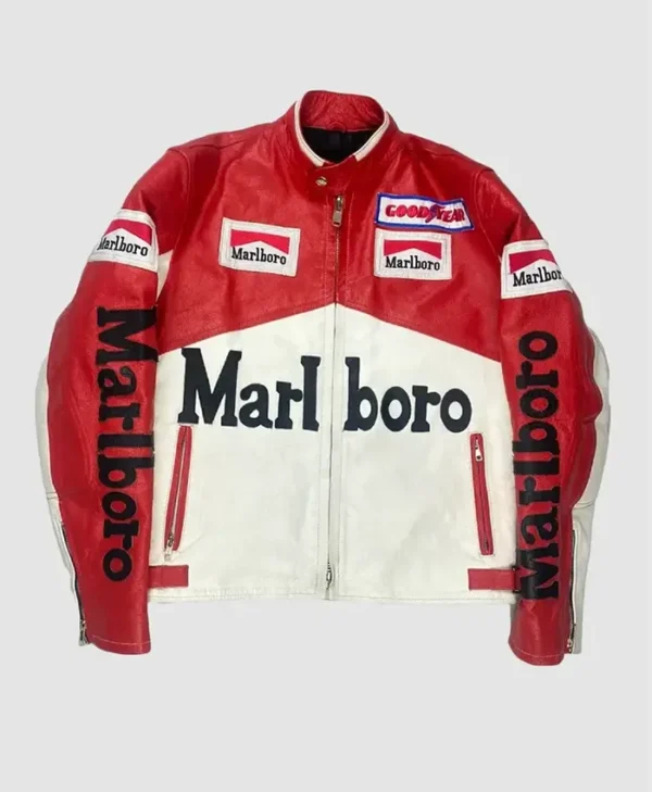 Marlboro Genuine Leather Red and White Jacket
