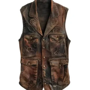 Men’s Distressed Brown Vintage Leather Stylish Vest