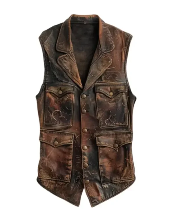Men’s Distressed Brown Vintage Leather Stylish Vest