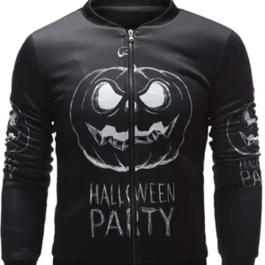 Men’s Halloween Black Cotton Bomber Stylish Jacket