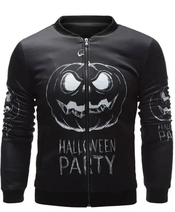 Men’s Halloween Black Cotton Bomber Stylish Jacket