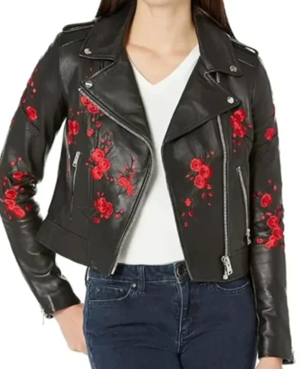 Scarlett Floral Leather Black Jacket
