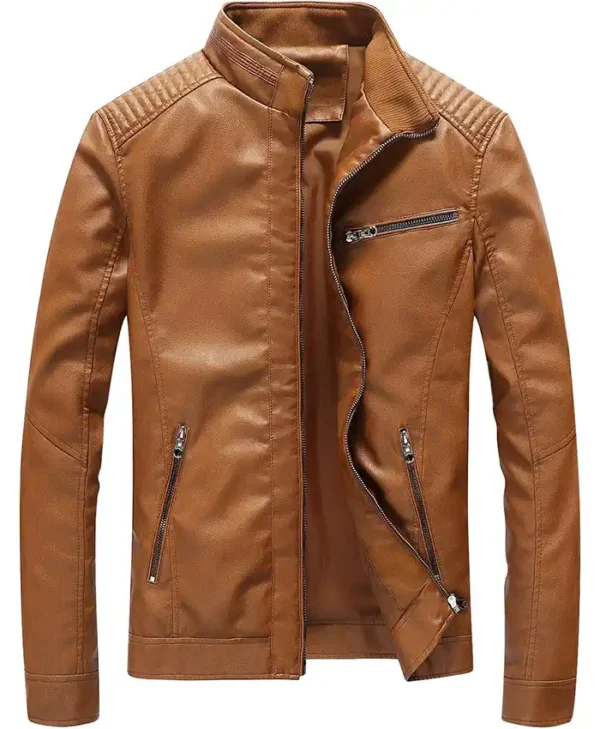 Buy Now Slim Fit Cafe Racer Full Length Motorcycle Leather Jacket For Unisex