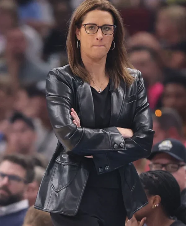 Stephanie White Indiana Fever Leather Stylish Blazer