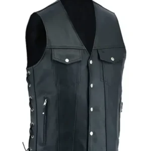 Unisex Black Biker Leather Stylish Vest